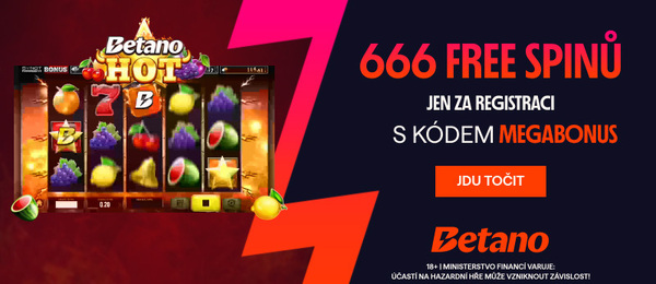 Za Betano promo kód MEGABONUS získáte bonus 666 free spinů