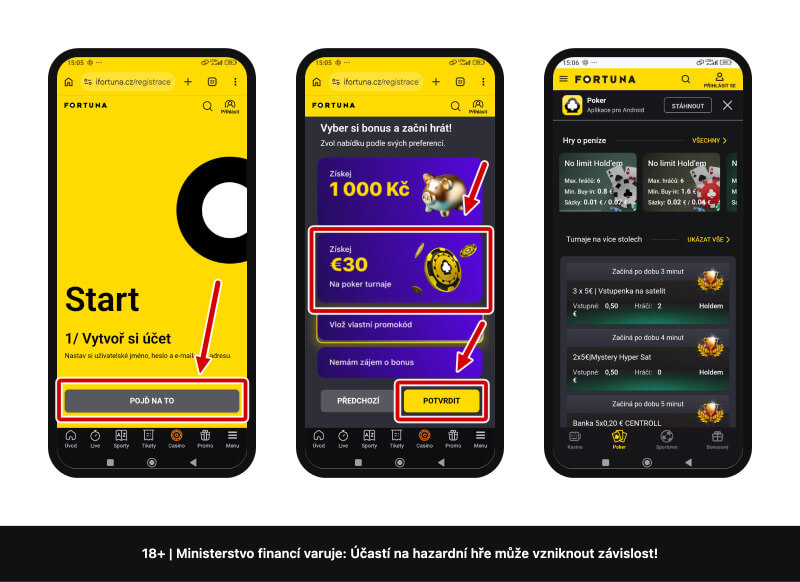 Zaregistrujte se na herně Fortuna Poker