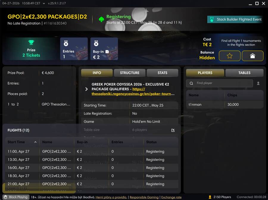 €2 kvalifikace na Greek Poker Odyssea