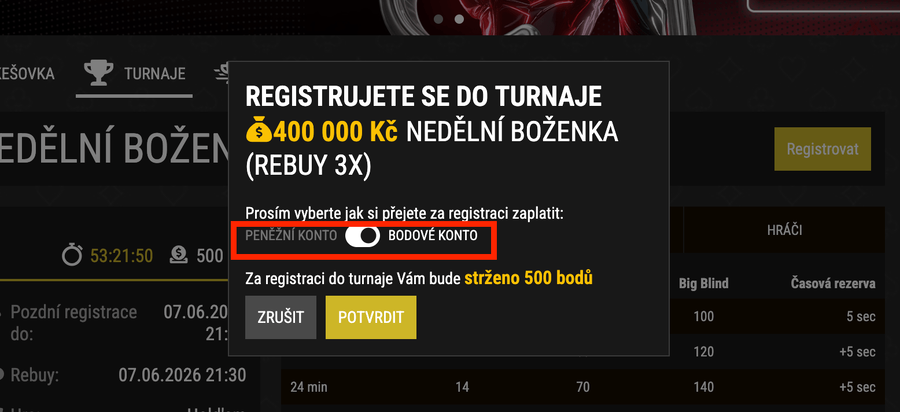 Platba turnaje Benefit Body