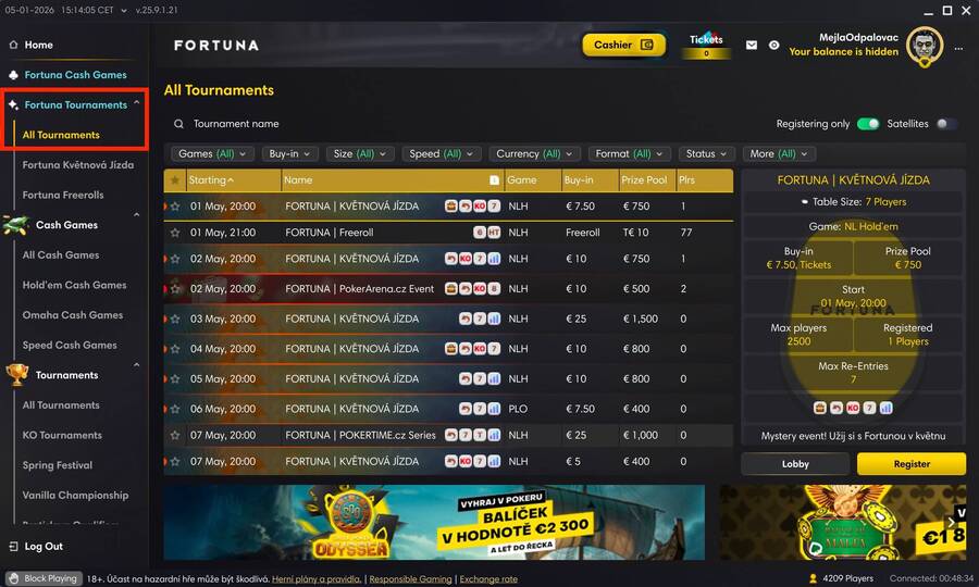 Hrajte Fortuna turnaje a&nbsp;vyhrajte €10 tiket