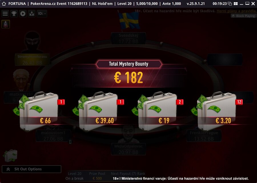 Mystery Bounty odměny v&nbsp;PokerArena Eventu