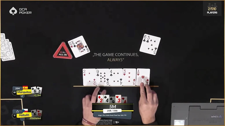 Poslední handa Angry Dice Main Eventu