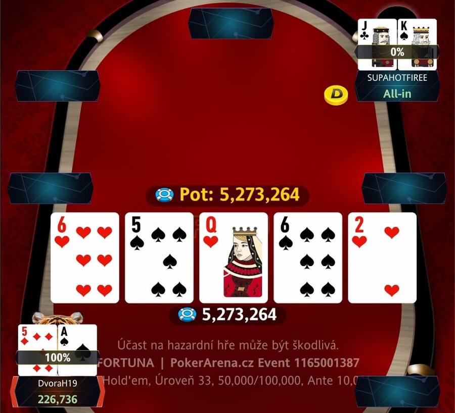 Poslední handa PokerArena Eventu na Fortuně
