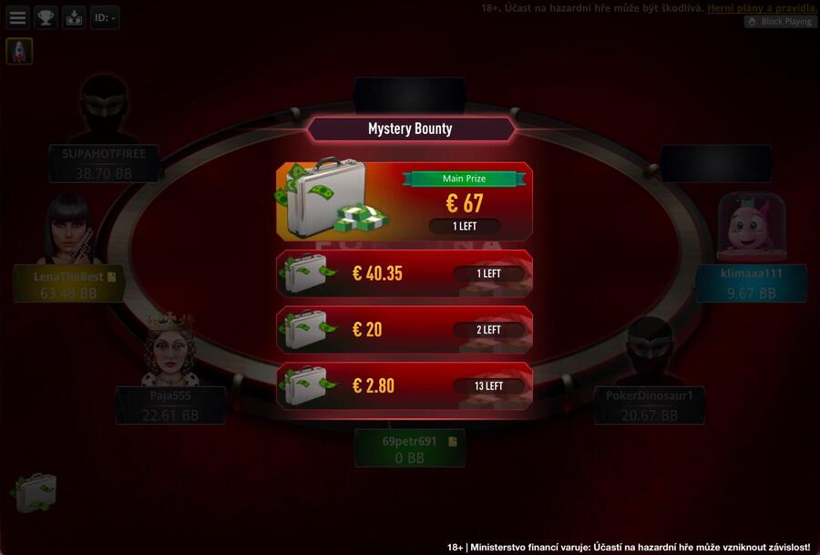 Rozložení mystery bounty odměn v&nbsp;PokerArena Eventu