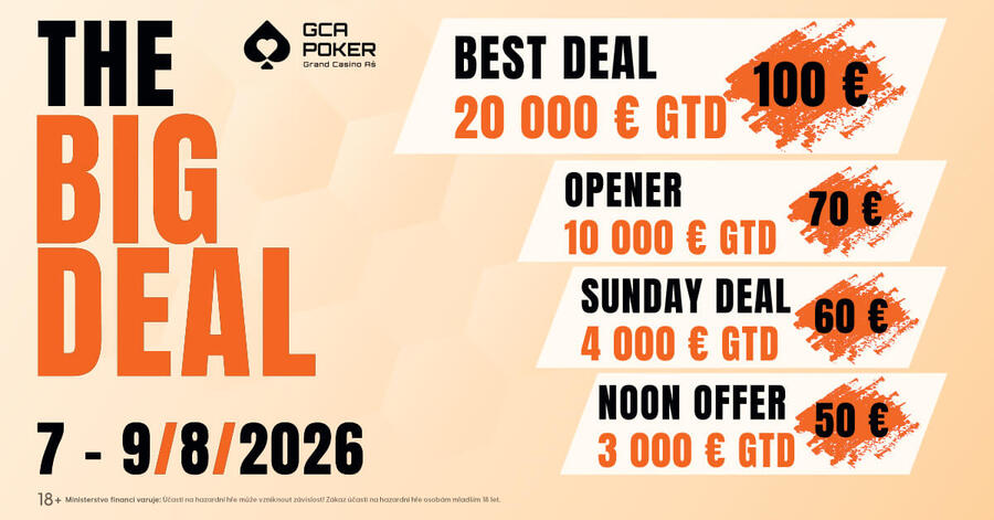 The Big Deal v&nbsp;GCA nabídne slevu na hotel i&nbsp;parádní turnajové garance