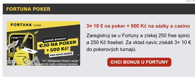 Zaregistruj se v&nbsp;online pokerové herně Fortuna poker