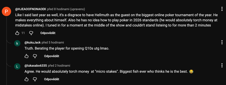 Kritika Phila Hellmutha pod YouTube videem