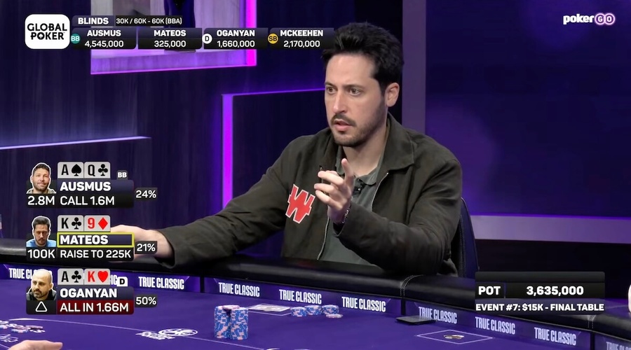 Adrian Mateos si nechal za čárou jen 100.000 v&nbsp;žetonech